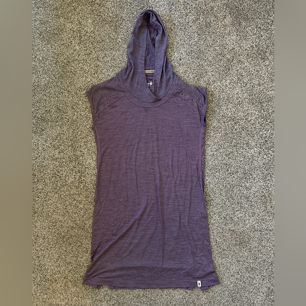 Smartwool Women’s Merino Wool Purple Short Sleeve Hooded Casual Dress